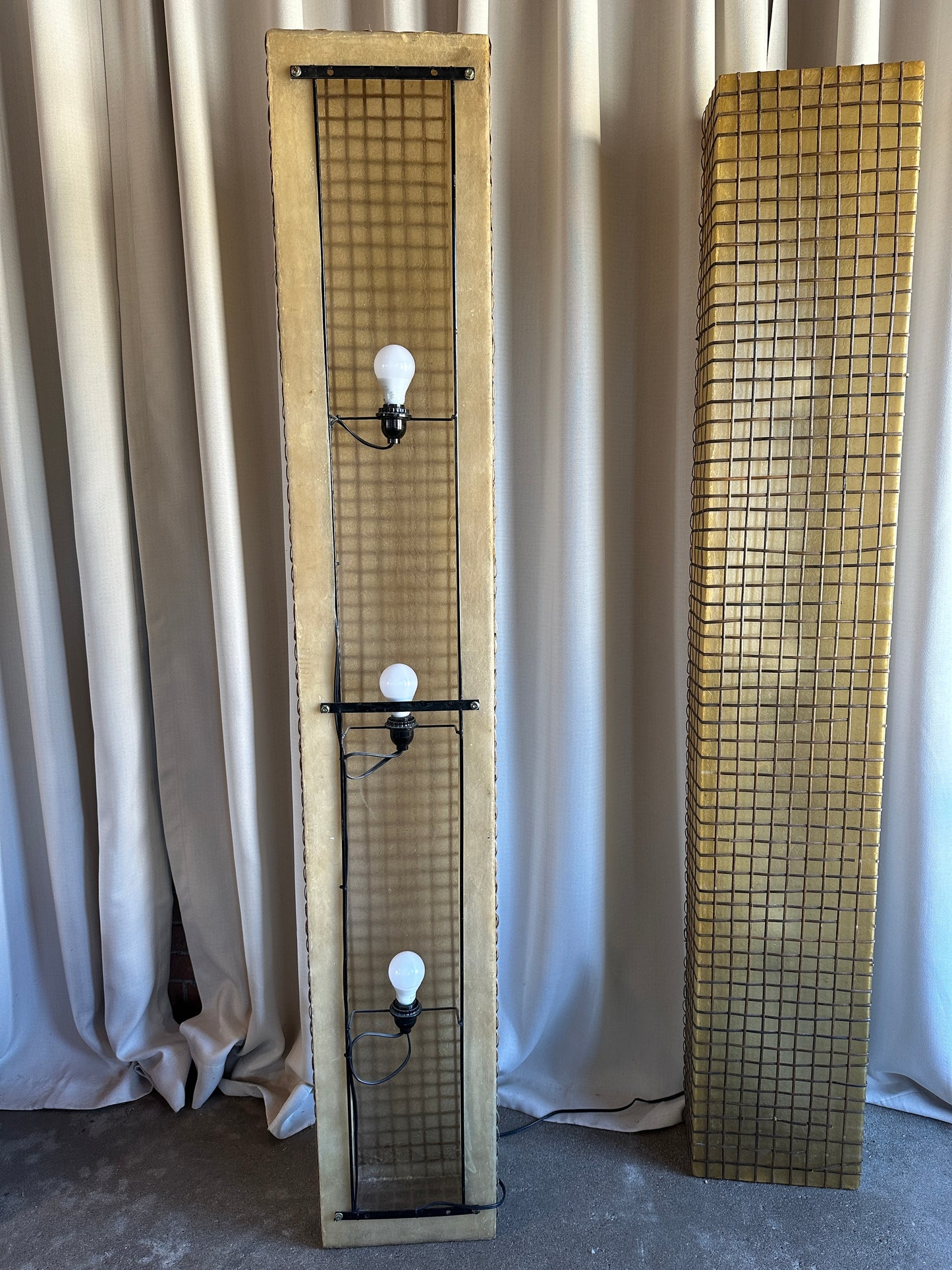 MidCentury Fiberglass + Rattan Floor Lamp (1)