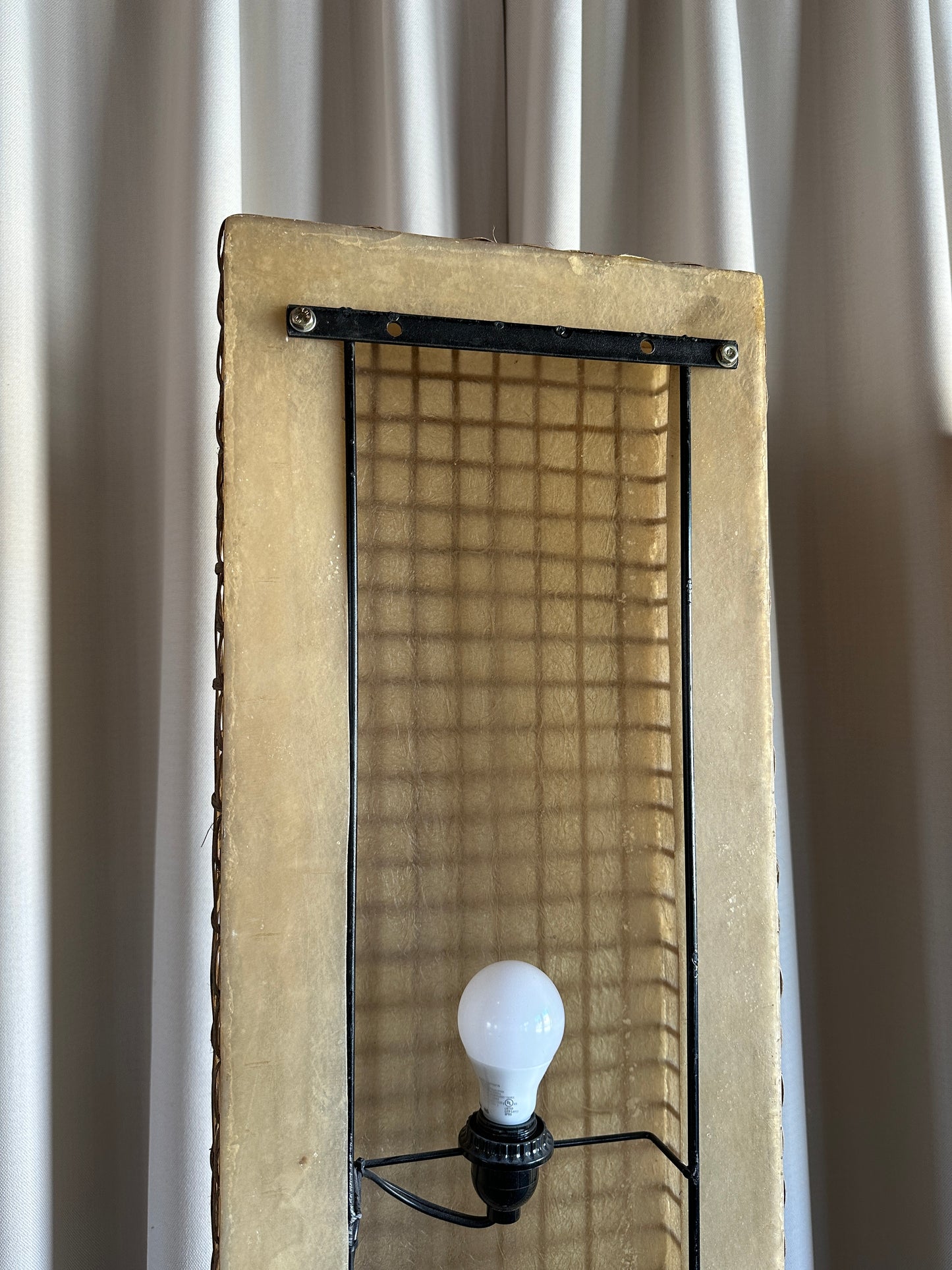 MidCentury Fiberglass + Rattan Floor Lamp (1)