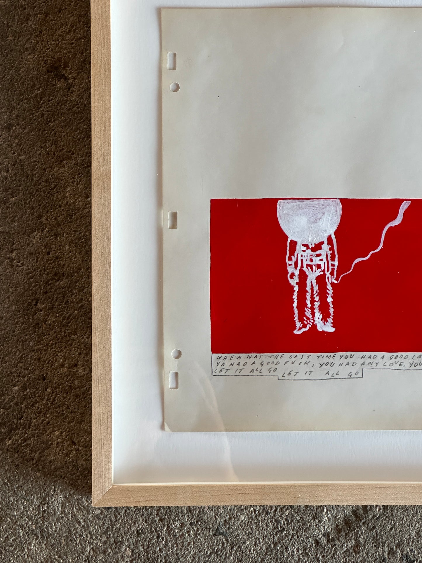 SAINT NO "Long Hot Summer Nights" | 16.75"x11" pencil, acrilic and gesso on found paper in natural wood frame