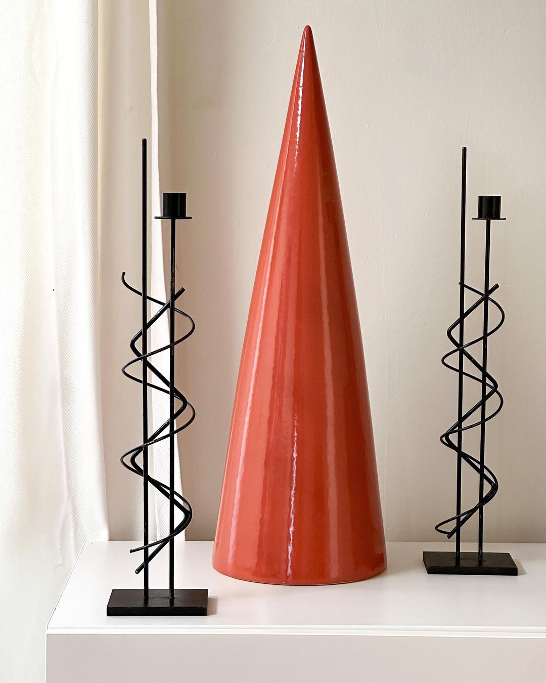 Post modern taper candle holder set, Signed Rick Martin, 1995