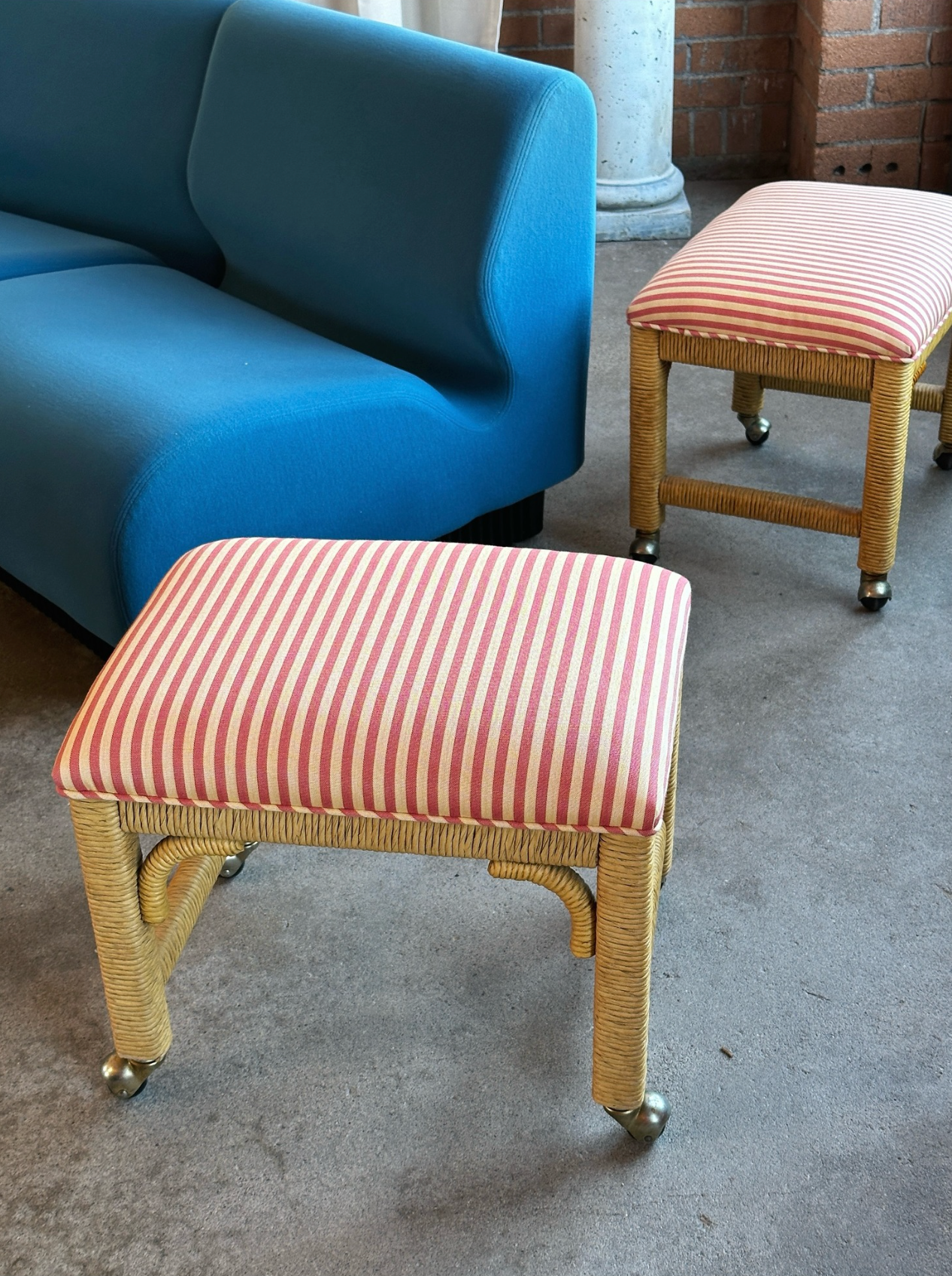 Vintage Wicker Stool w/ casters