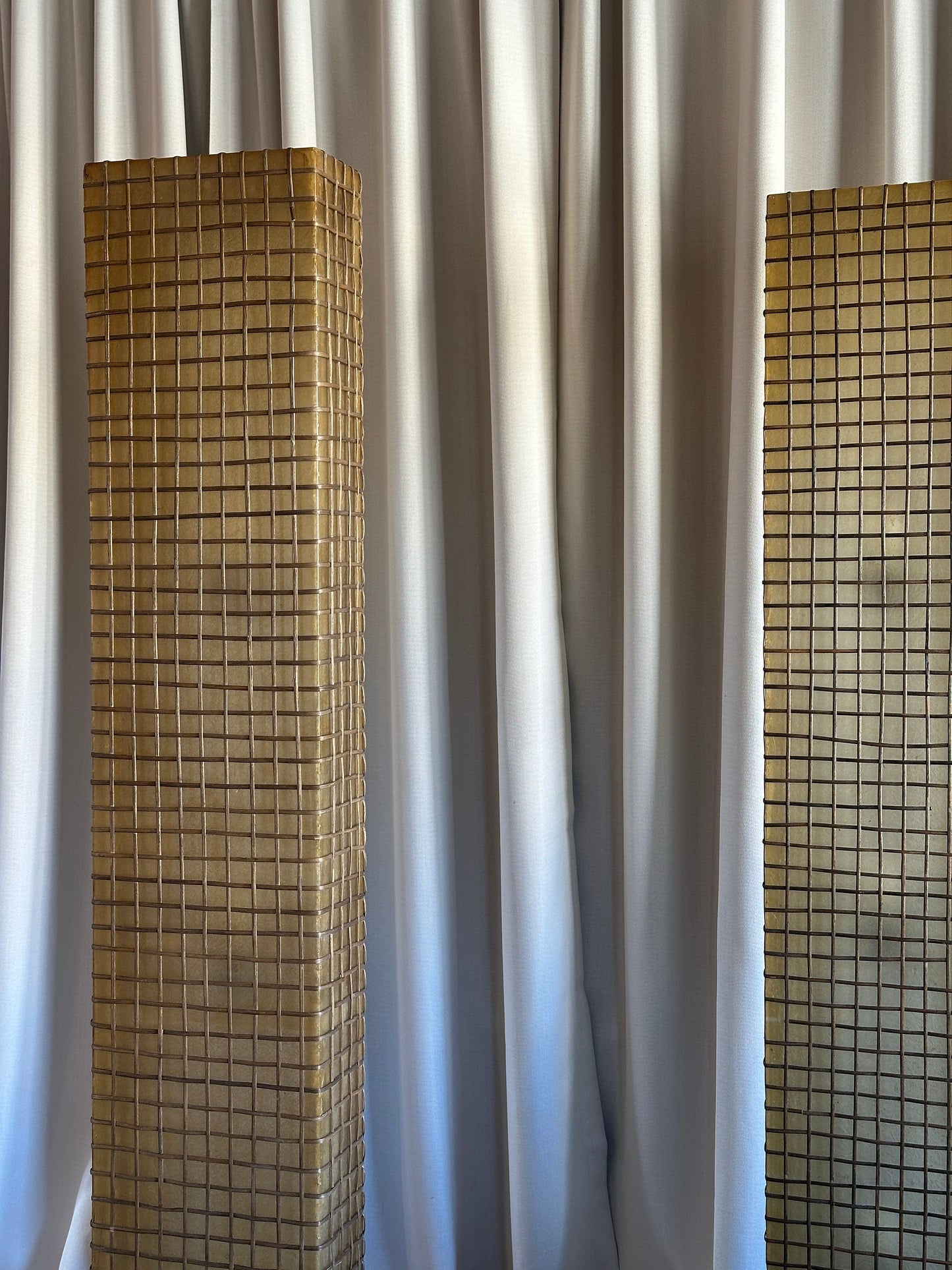 MidCentury Fiberglass + Rattan Floor Lamp (1)