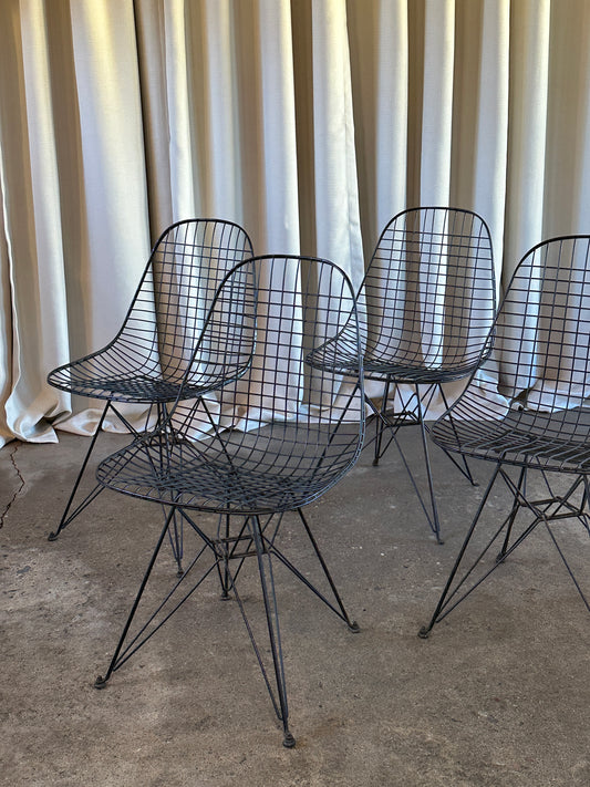 Set of 4 Eames DKR Wire Chairs | 1st Generation, 1950's