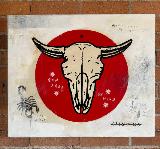 SAINT NO | "Run Free Be Wild" | Acrylic, enamel pencil, gesso on canvas