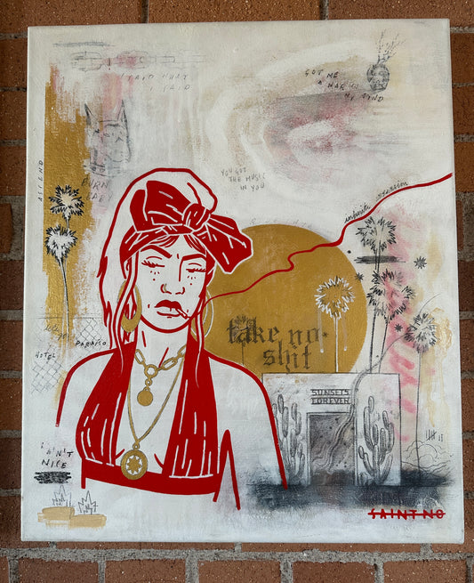 SAINT NO | "Take No Shit" | Acrylic, enamel pencil, gesso on canvas